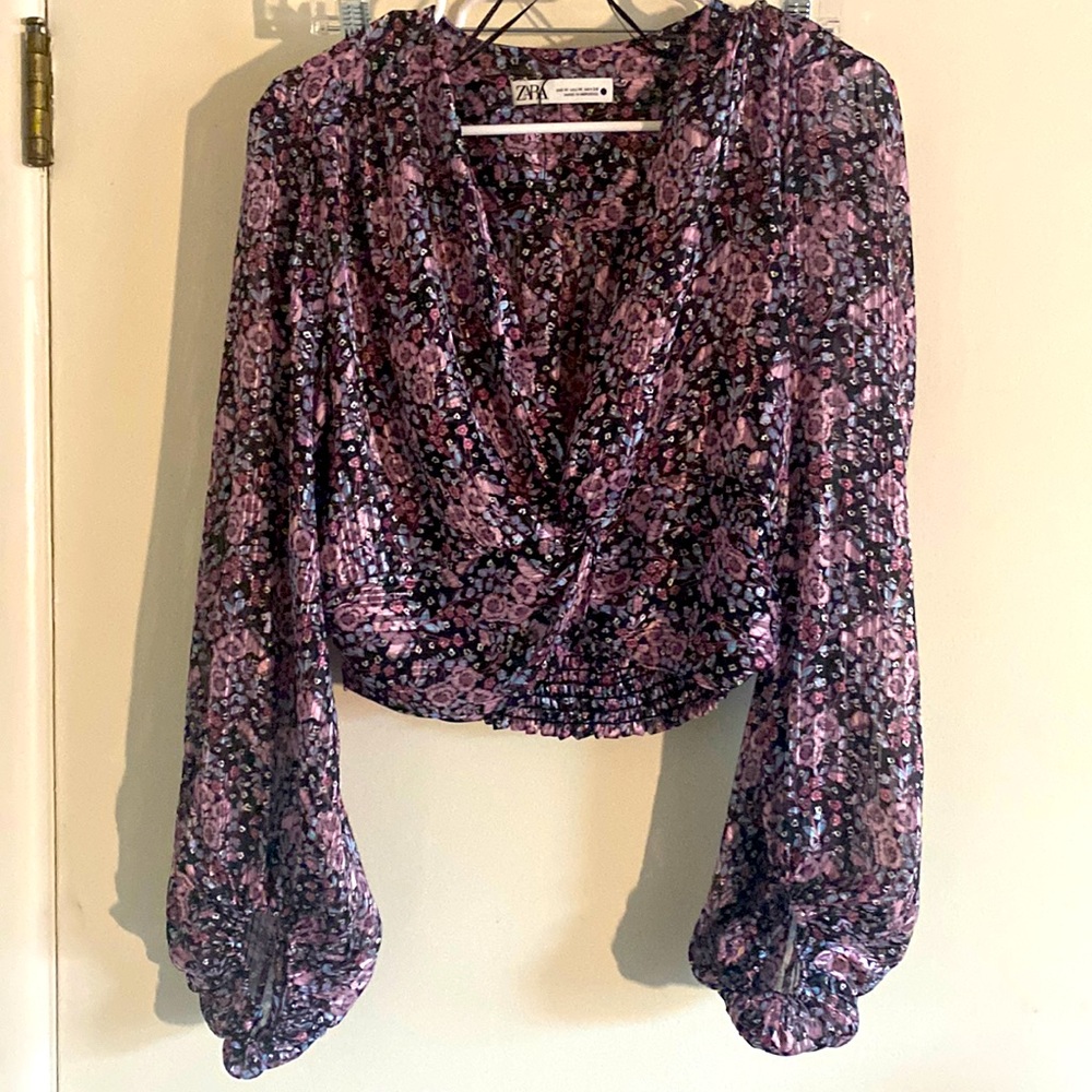 Zara purple going out long sleeve top